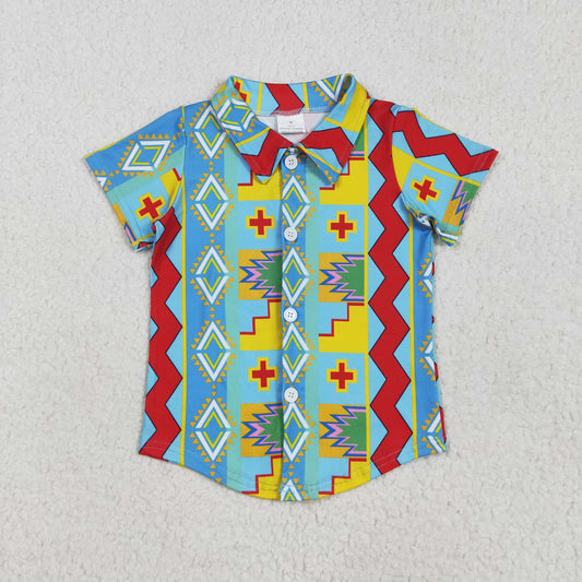 aztec short sleeve button down shirt