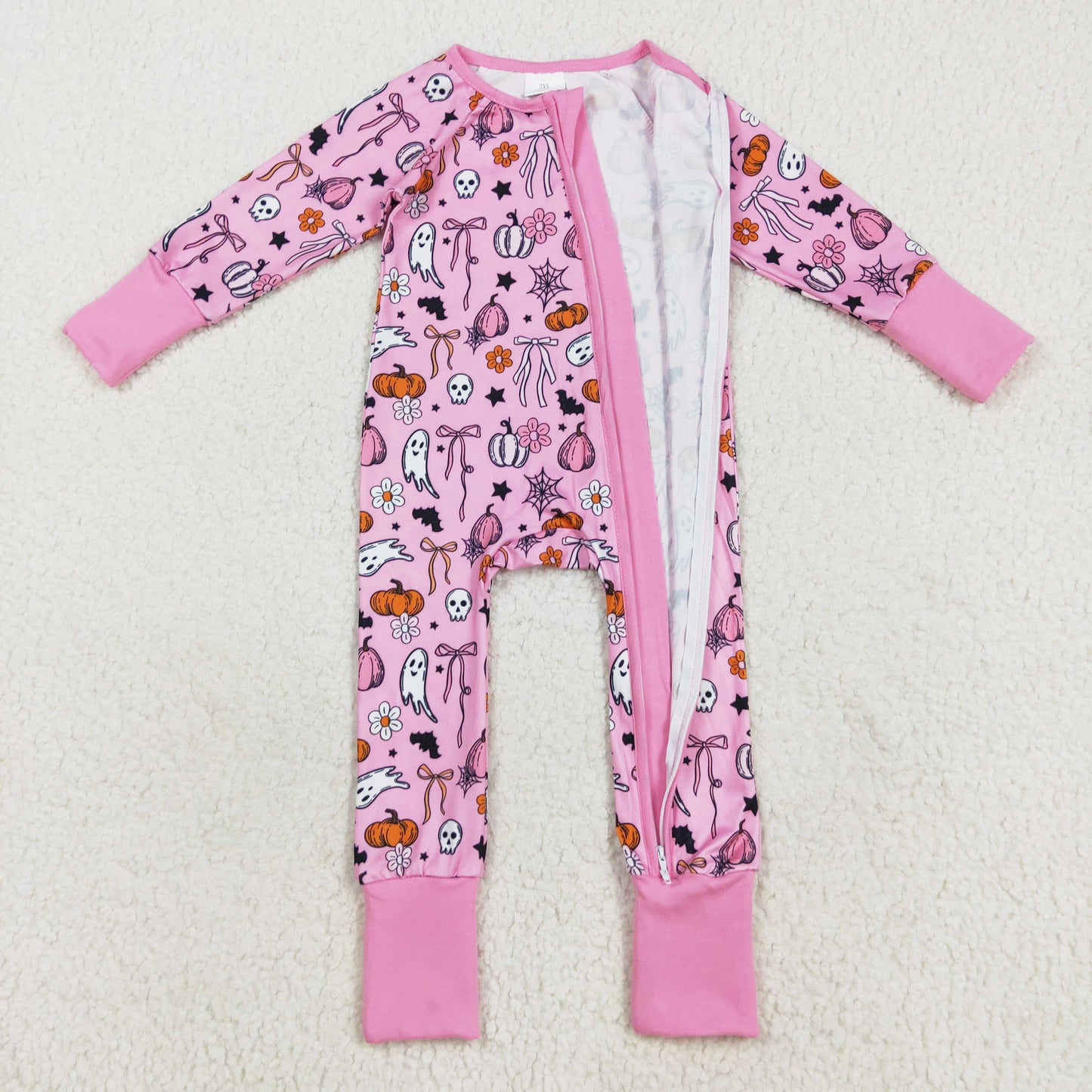 spooky boo pumpkin Halloween infant zip sleeper