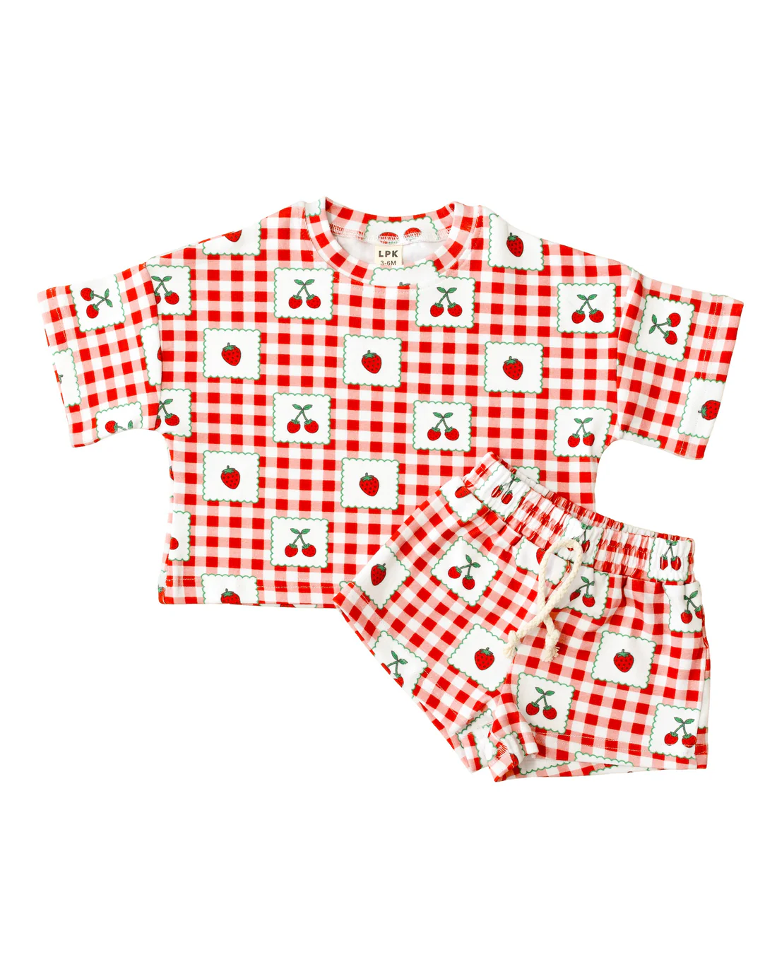 TAT 6-7 weeks MOQ 5 strawberry gingham shorts set