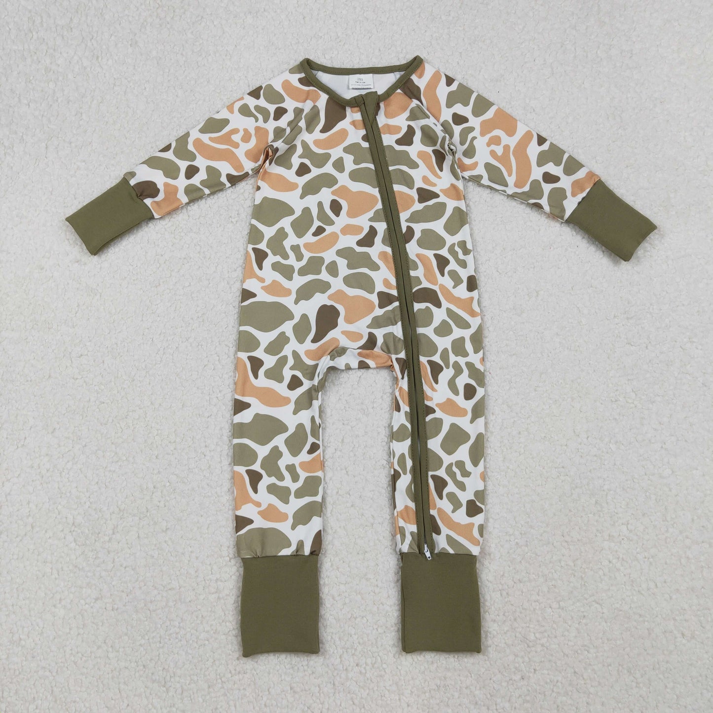 baby boy long sleeve camo zipper sleeper