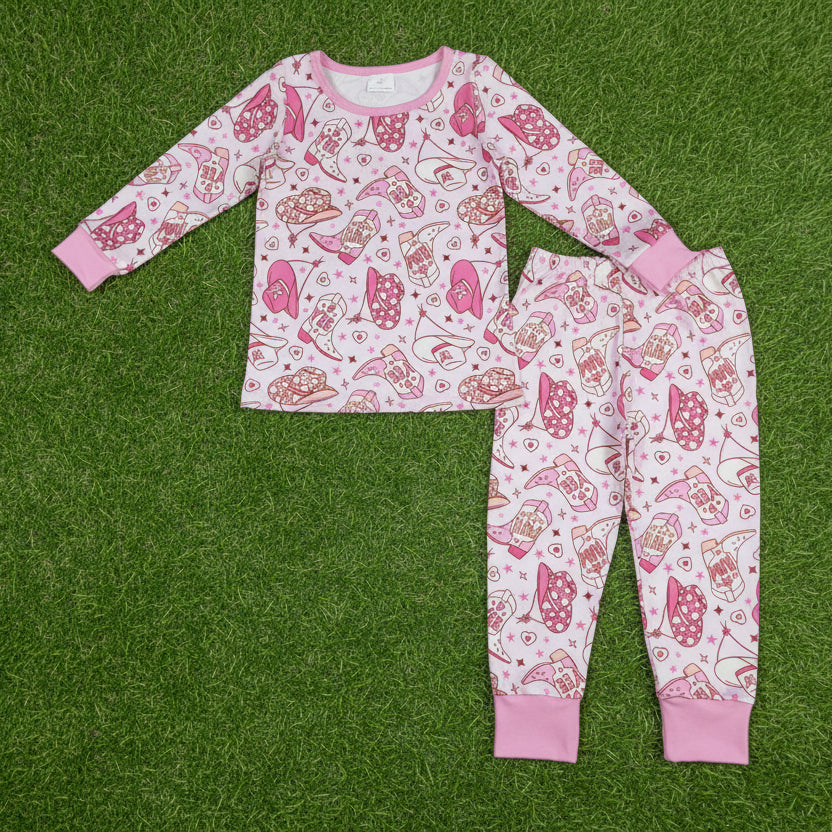 pink yee haw cowgirl boots two pieces lounge set girl pajama