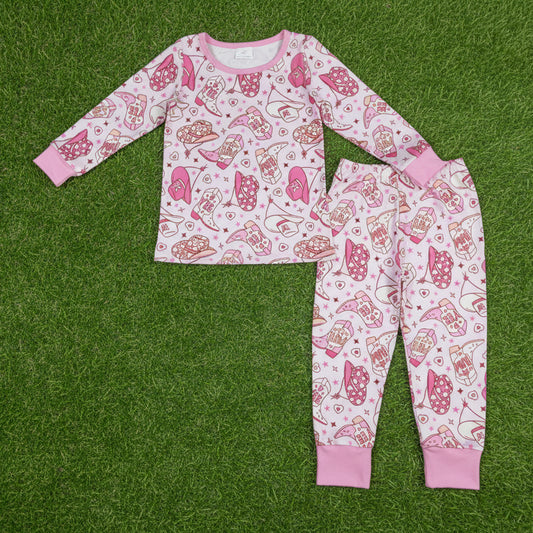 pink yee haw cowgirl boots two pieces lounge set girl pajama