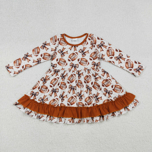 ruffle brown football baby girl dress fall dresses