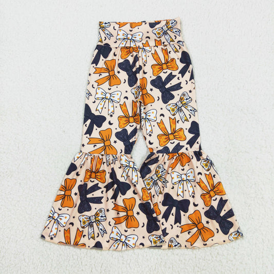 halloween bows print girls bell bottom pants