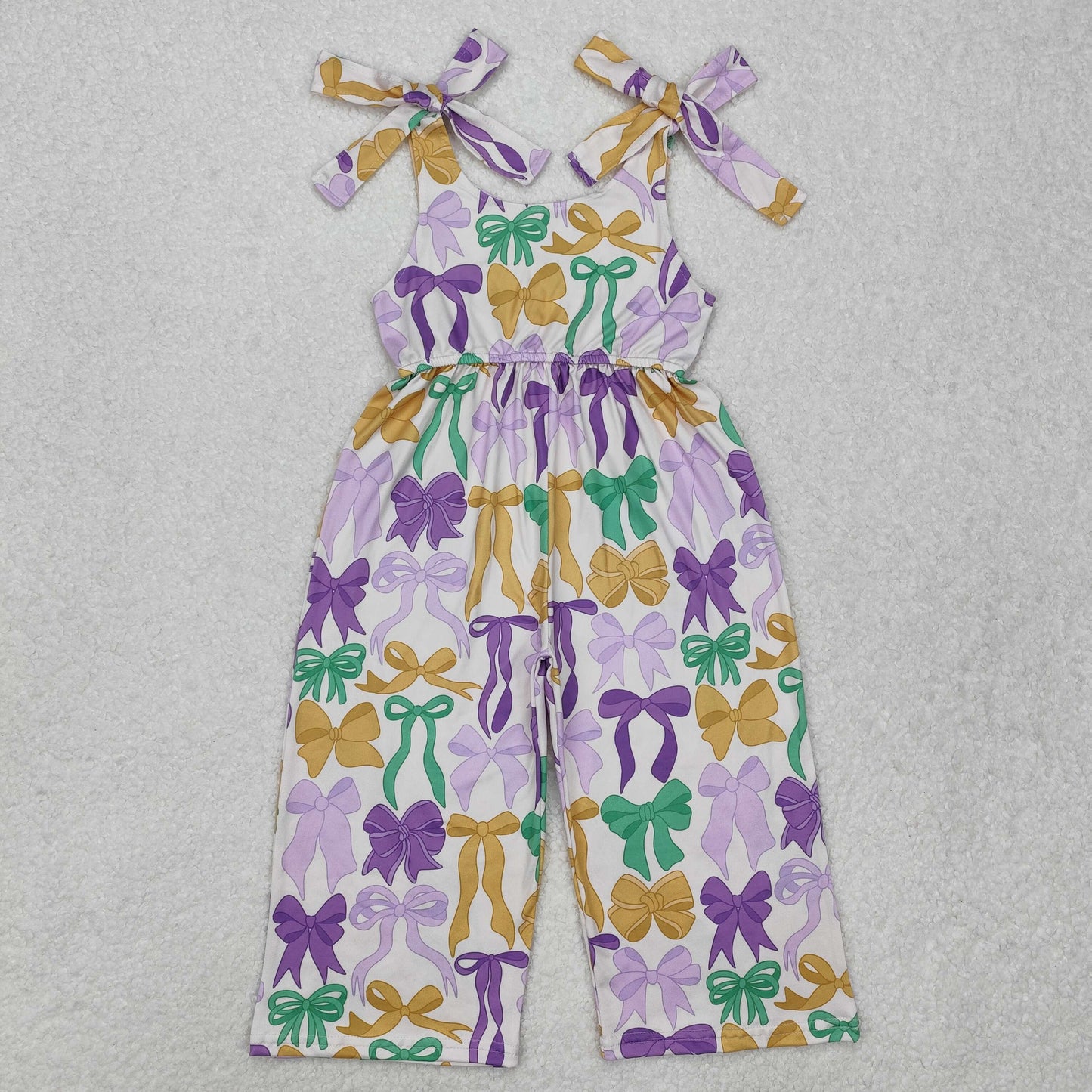 green purple yellow coquette strap jumpsuit