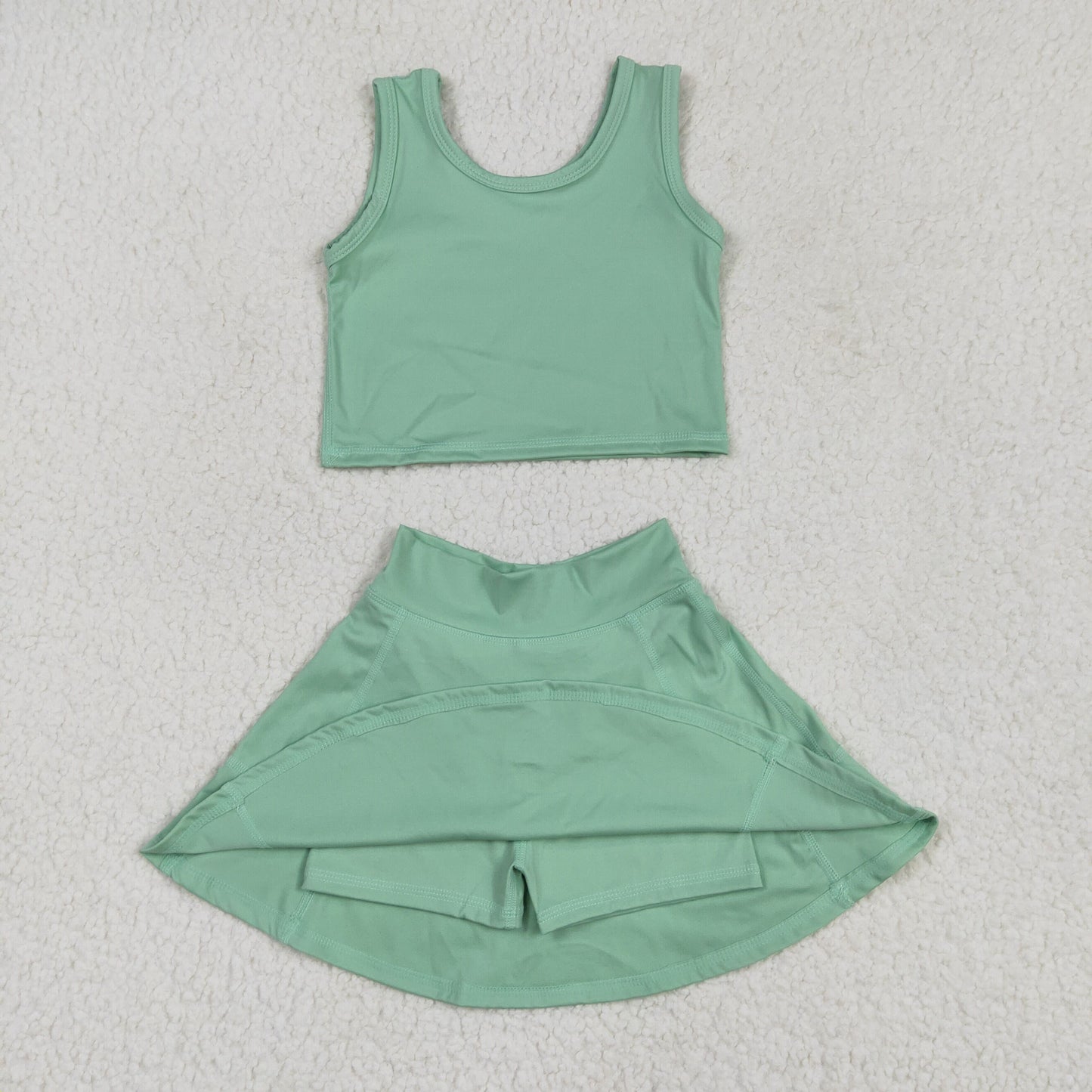 solid mint green two pieces athletic skort dress set