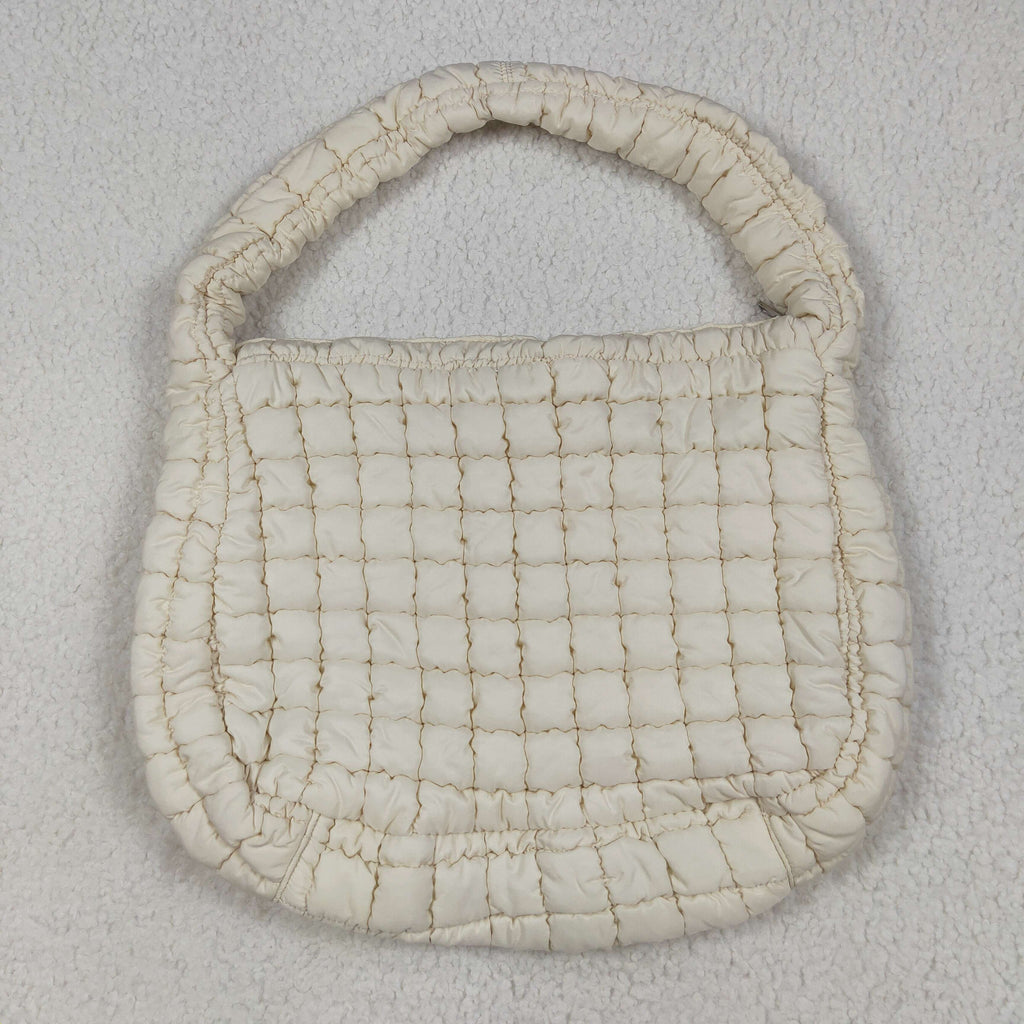 beige puffy tote bag