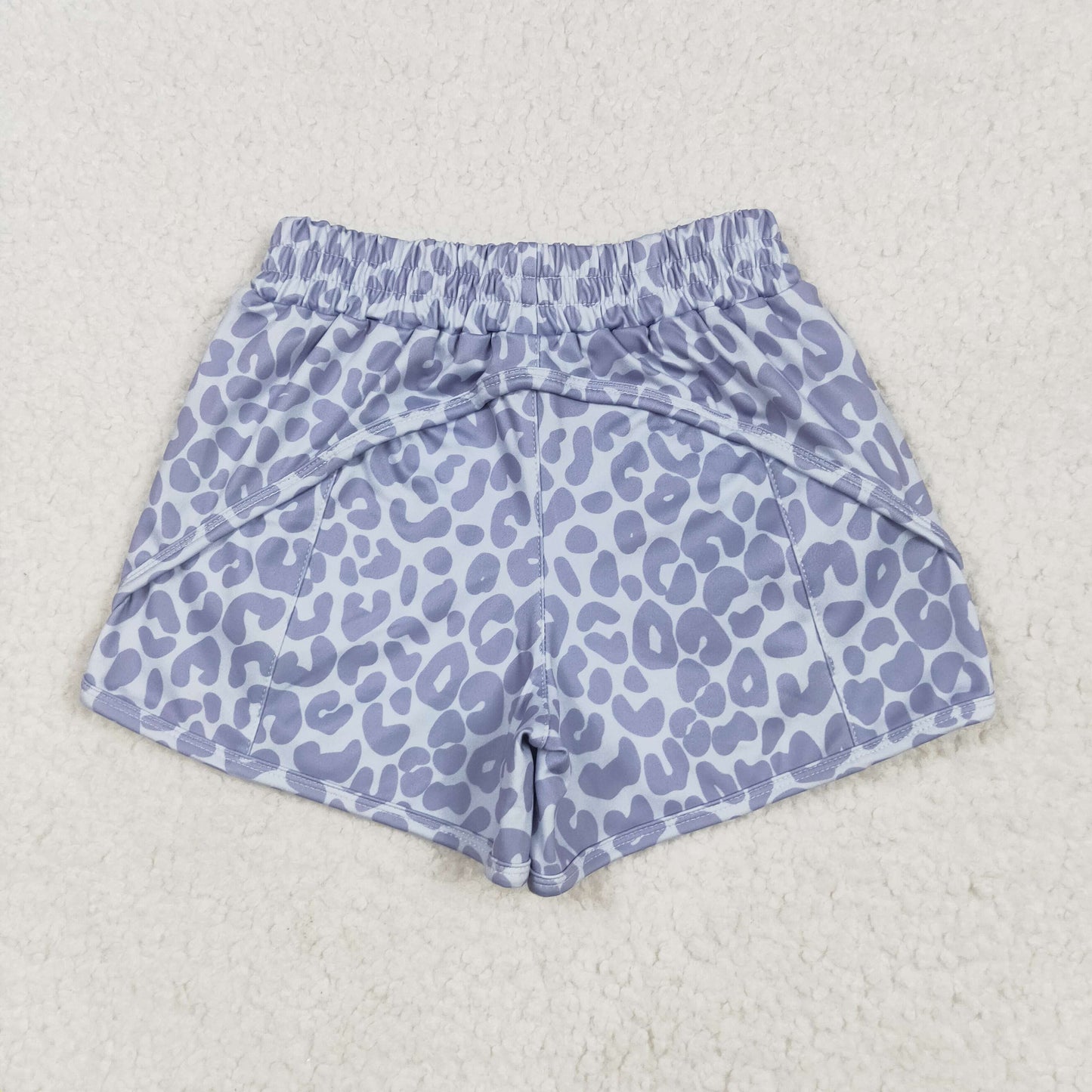 gray leopard zip athletic shorts