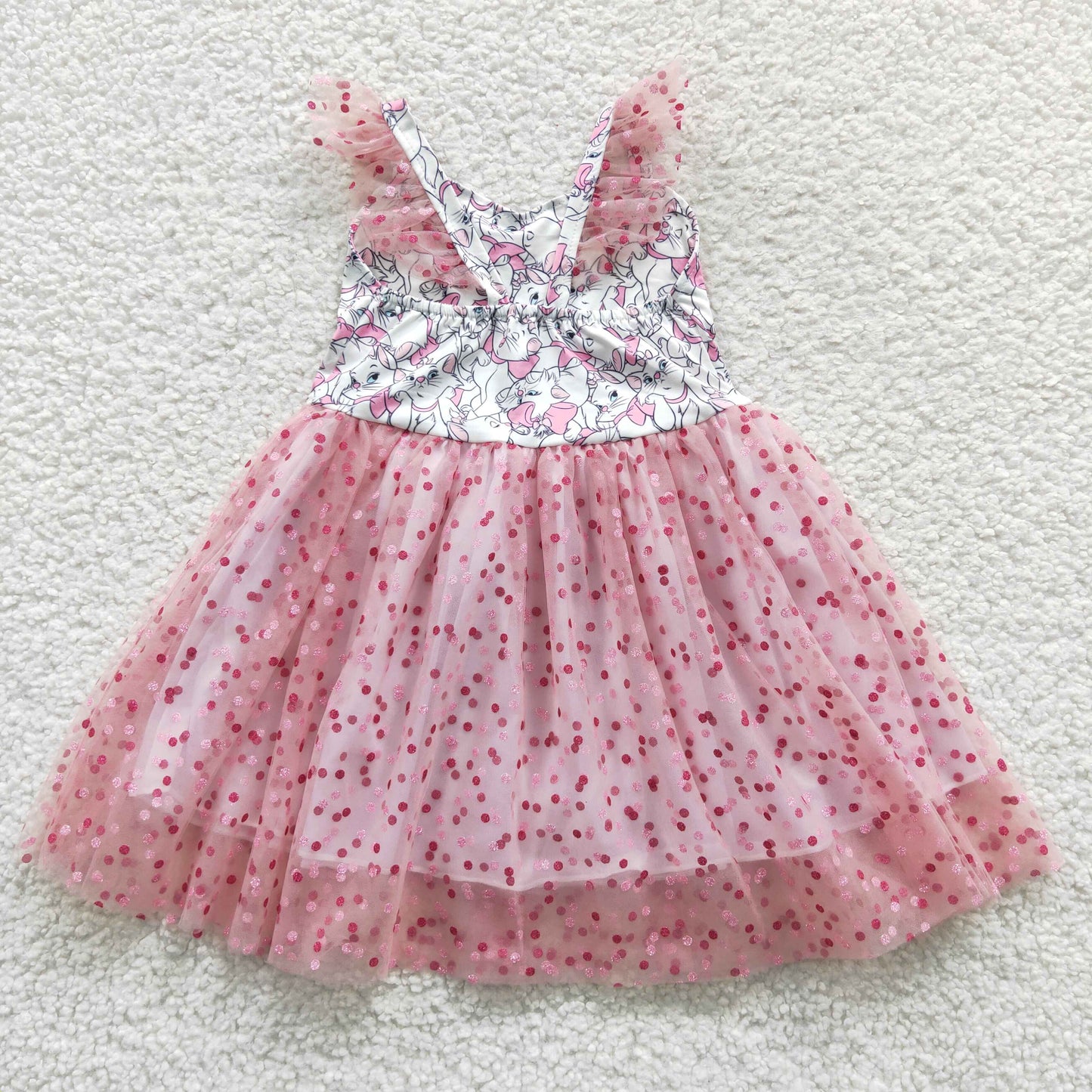 American Cutie Boho Cat Pink Tulle Chiffon Girls Party Dress