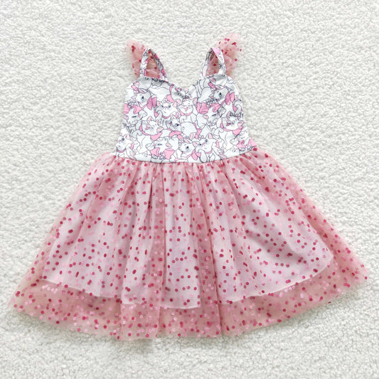 American Cutie Boho Cat Pink Tulle Chiffon Girls Party Dress