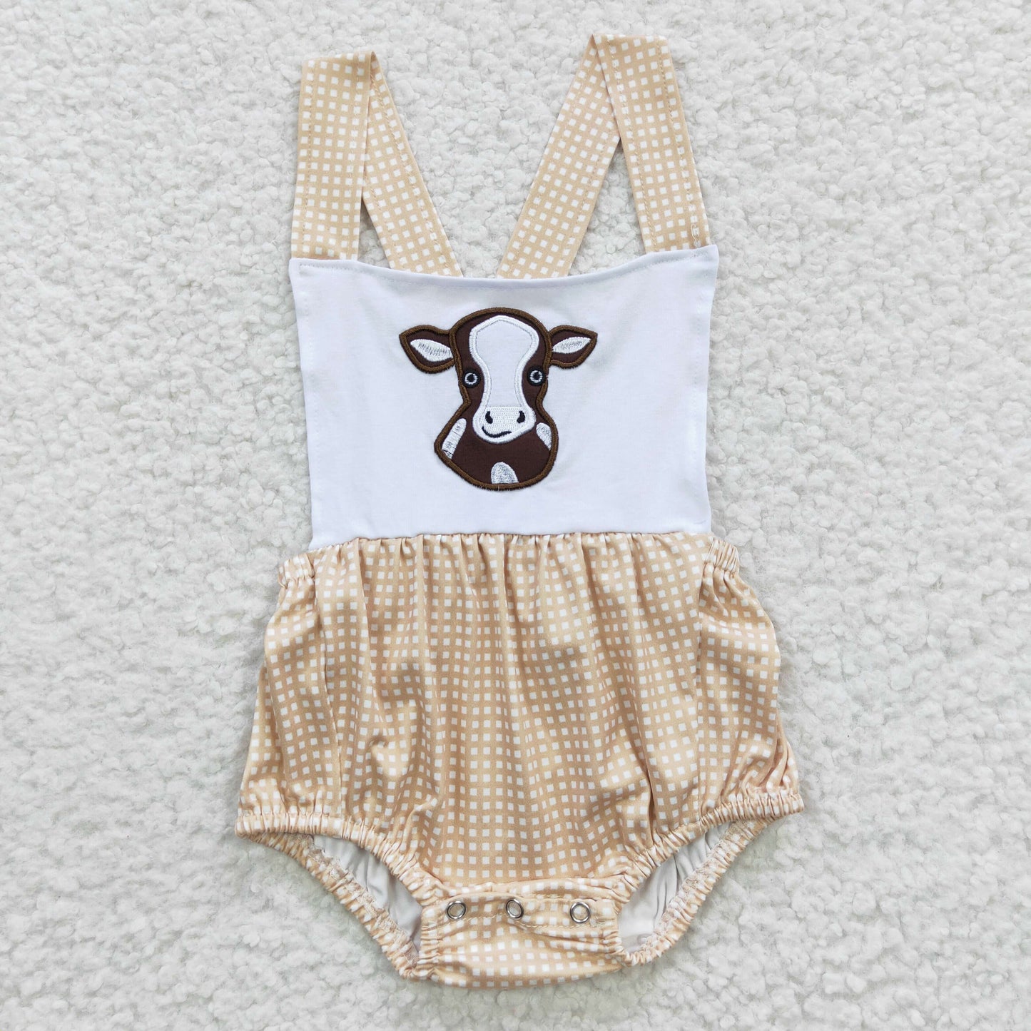 cow embroidery cross bubble for baby boy