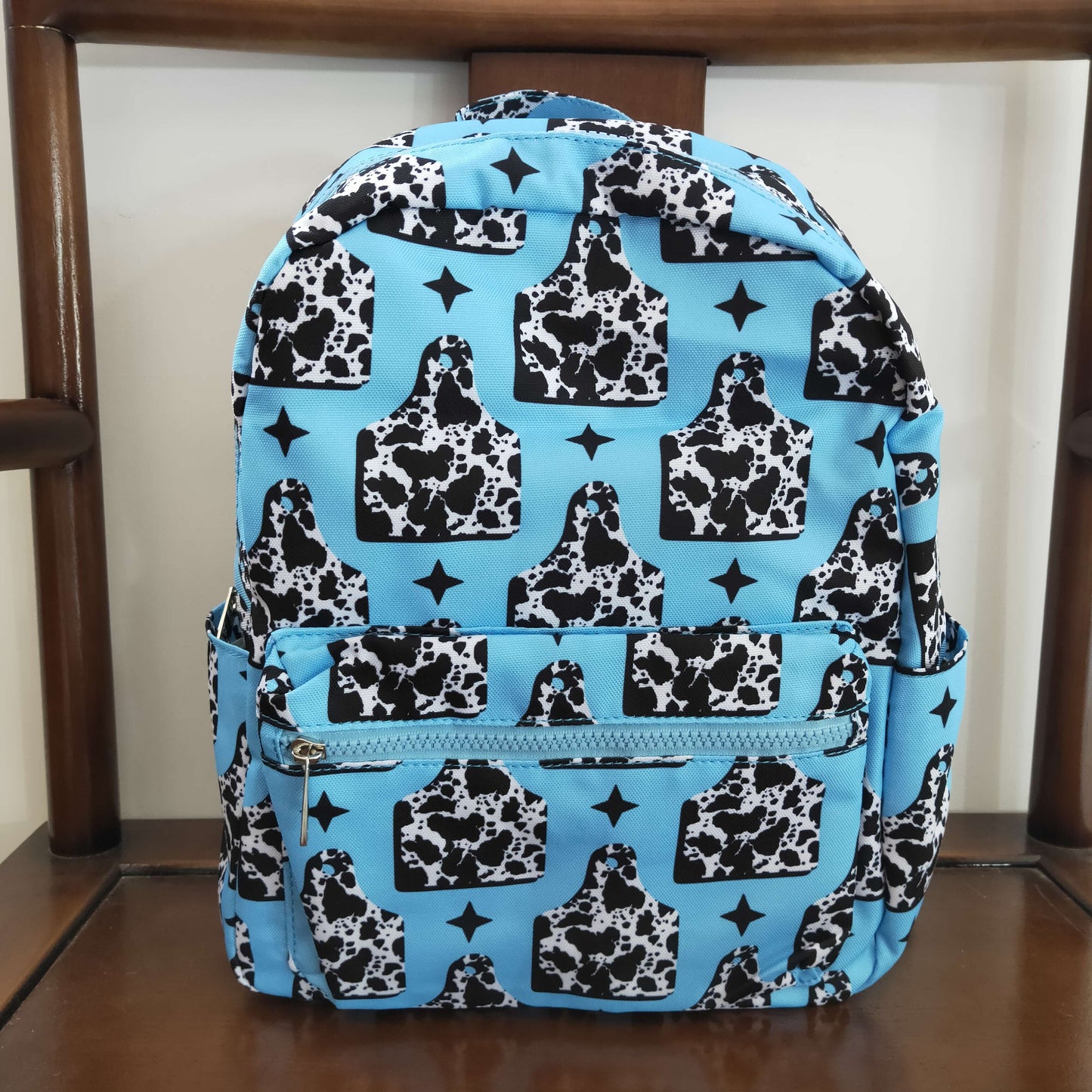 blue western child backpack bag