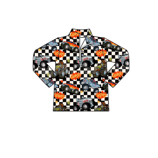 MOQ 8 TAT 6-7 weeks Monster Truck Checkered Pullover