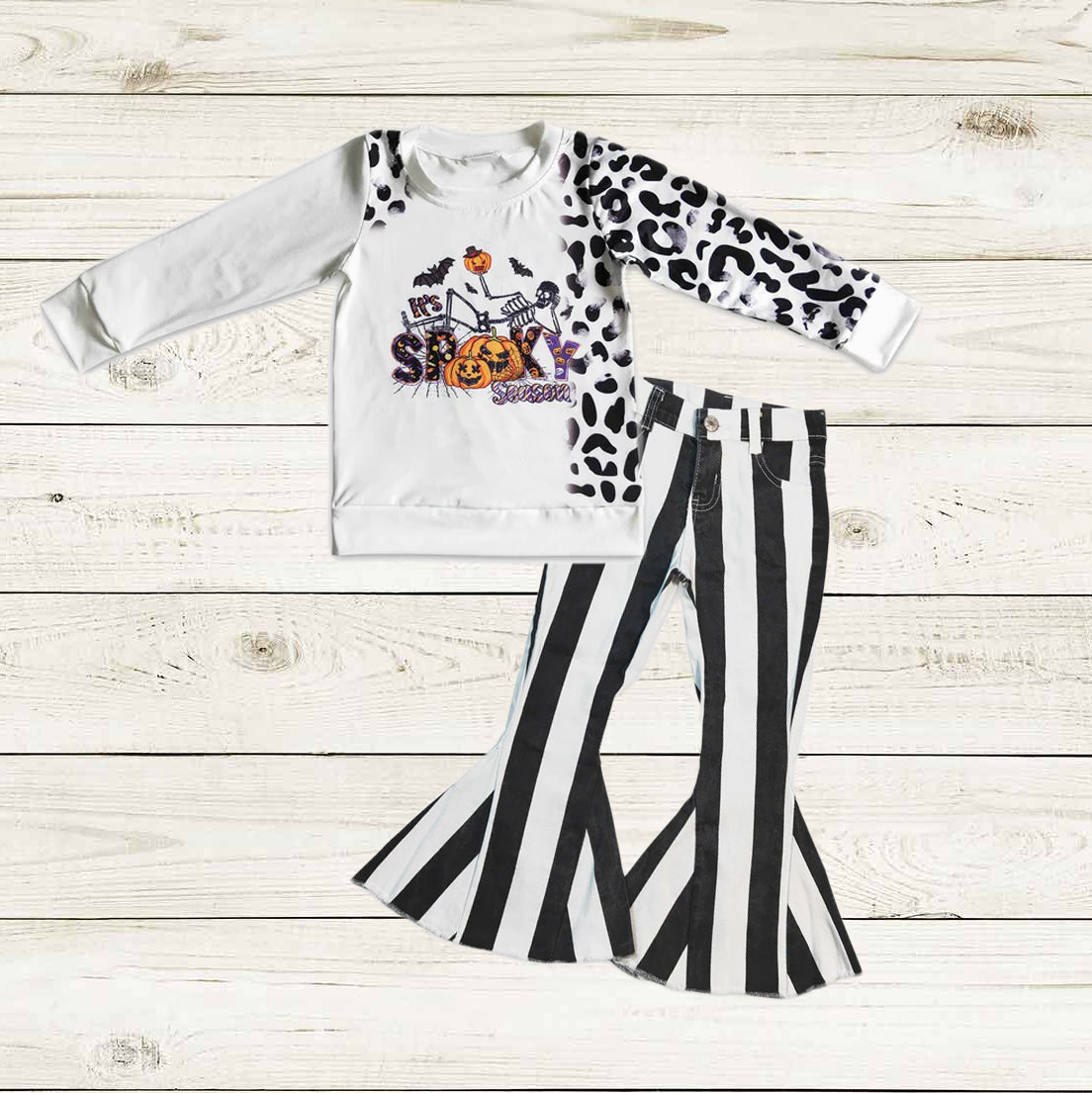 spooky season pullover shirt denim pants set