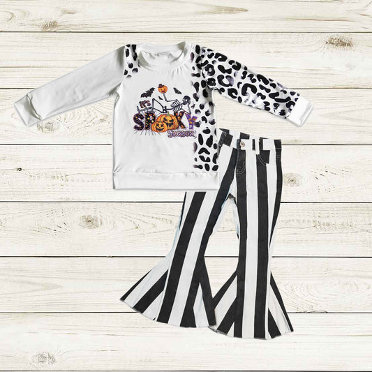 spooky season pullover shirt denim pants set