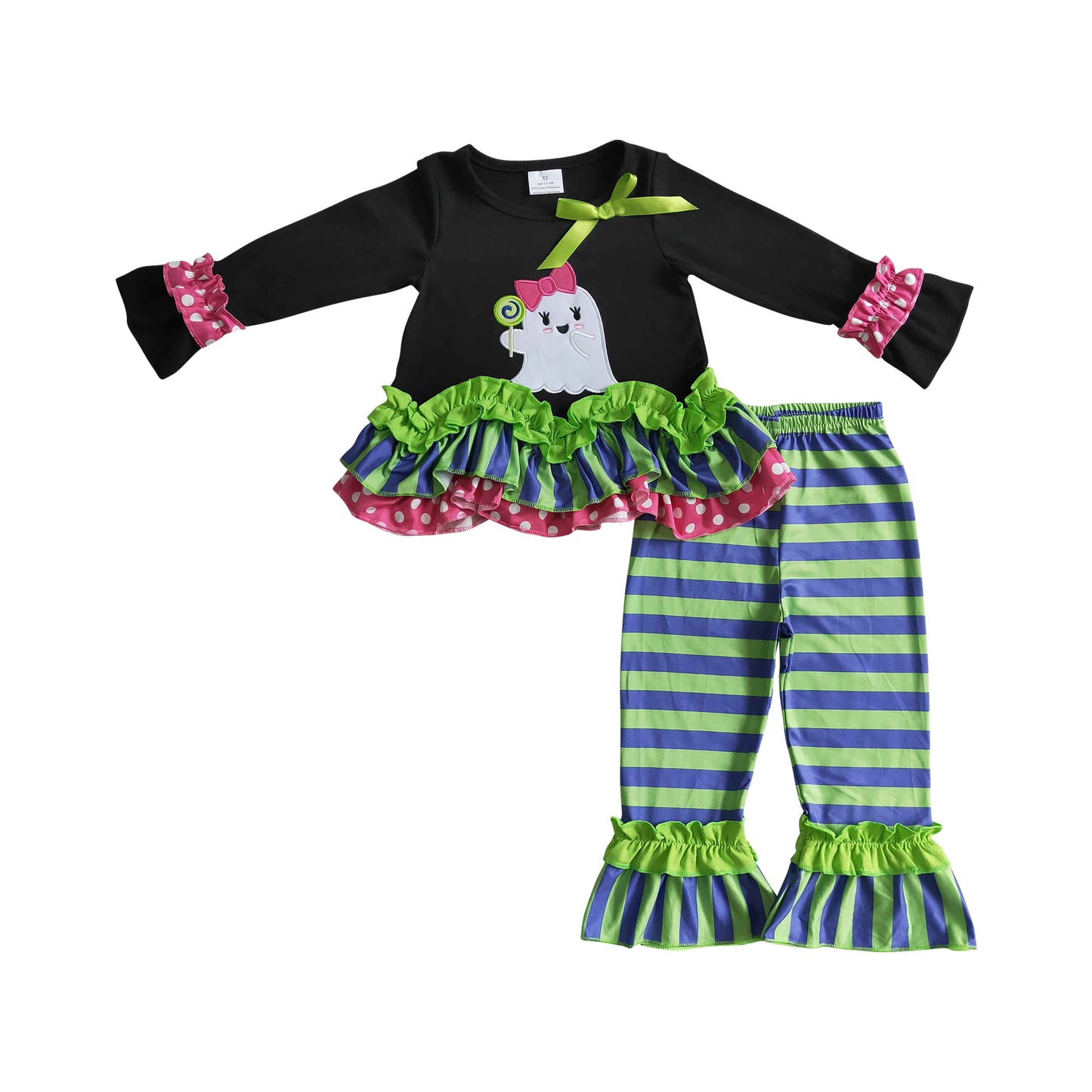 halloween boo embroidery ruffle outfit girl's clothes