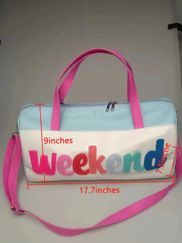 leather weekend print women's duffel bag