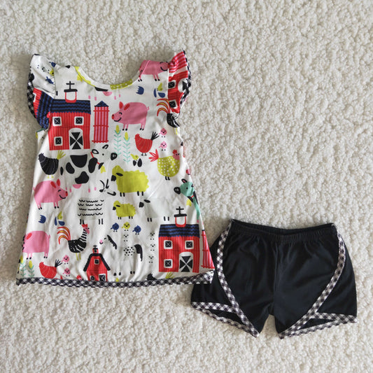 girl’s farm outfit shorts set