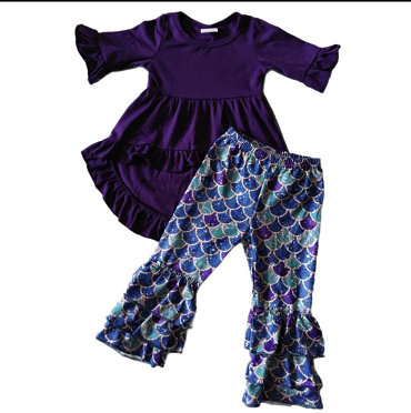 half sleeve purple mermaid clothing set