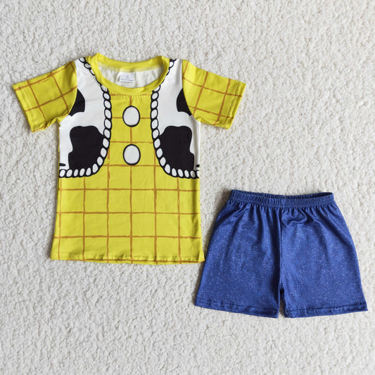 western cowboy shorts set kids clothing