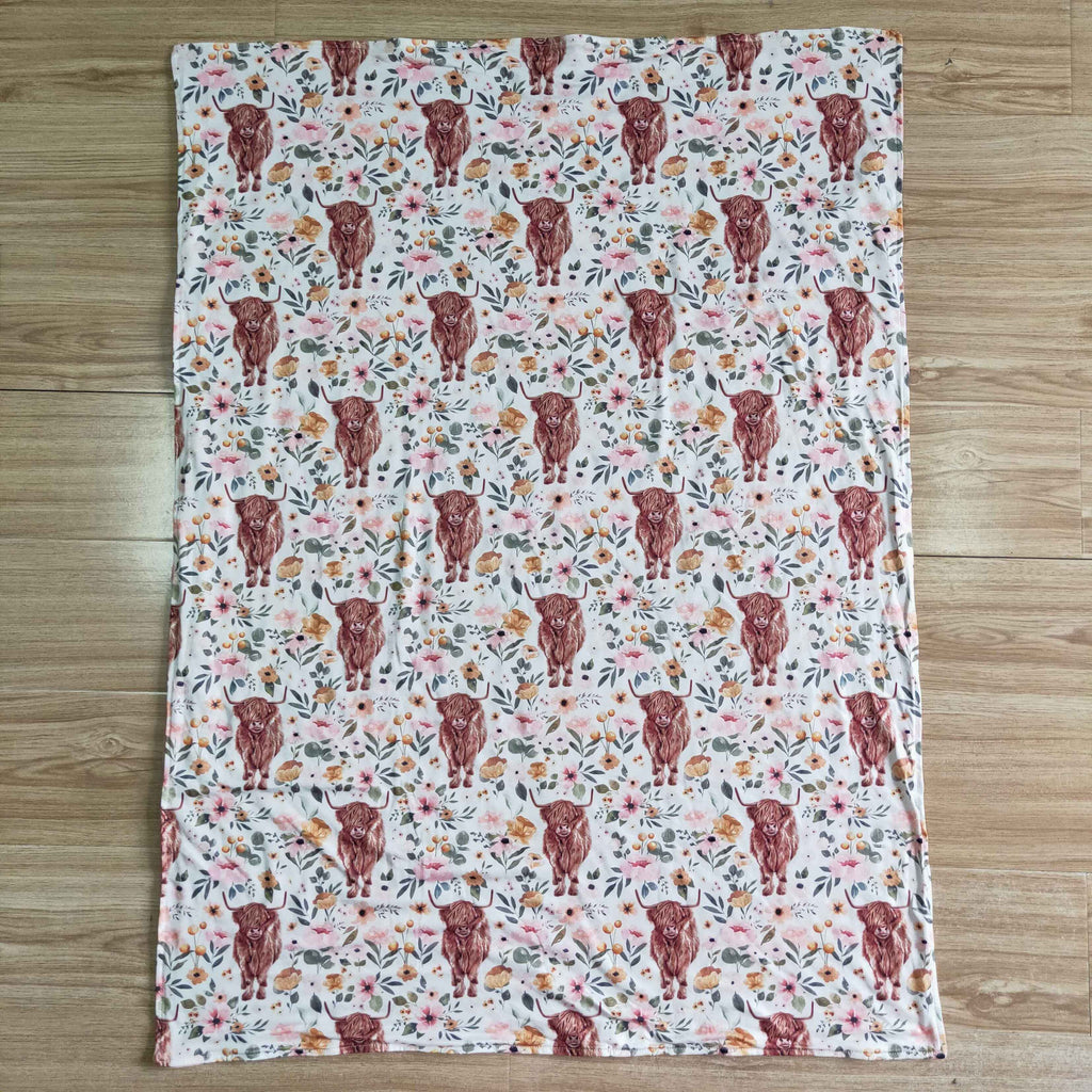 floral cows soft minky baby blanket