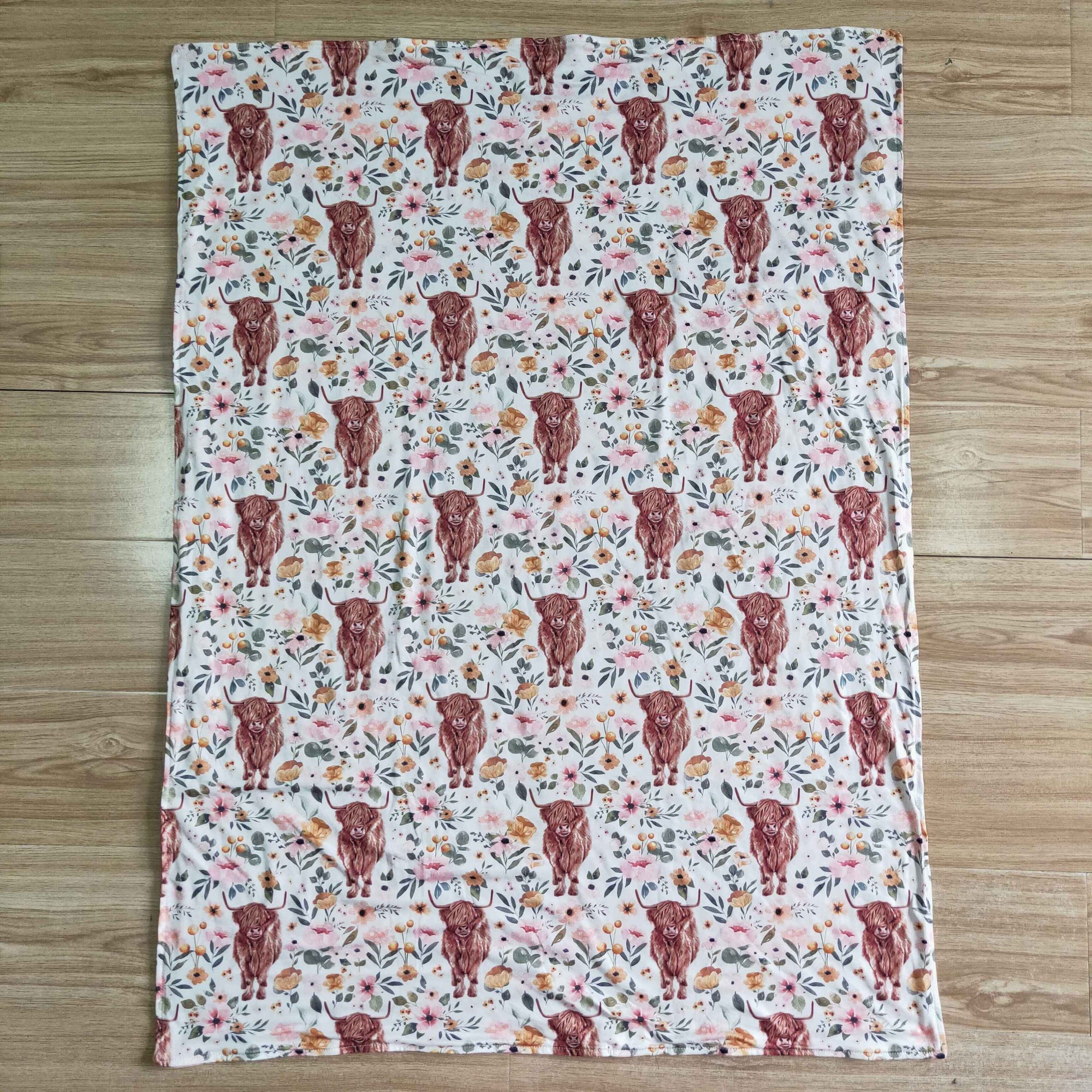 floral cows soft minky baby blanket