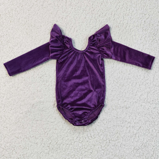 purple velvet long sleeve romper baby clothing
