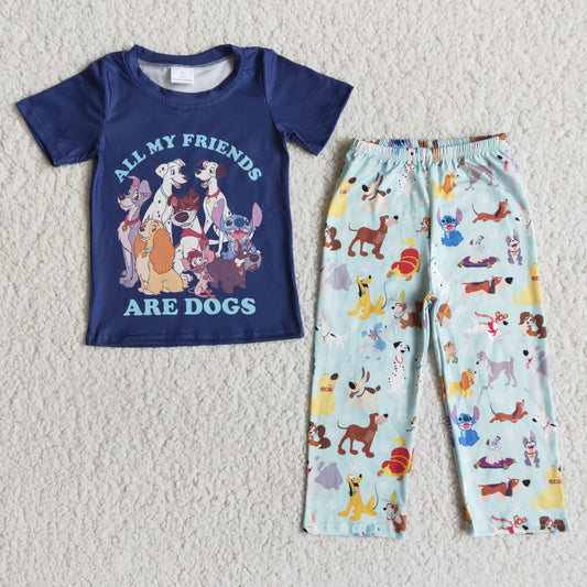 boy's outfit dog print pants set clothing