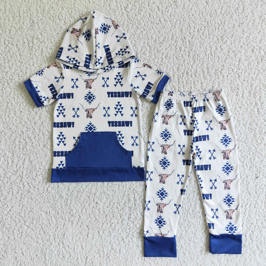 boys blue yeehaw hoodie outfit kids clothing