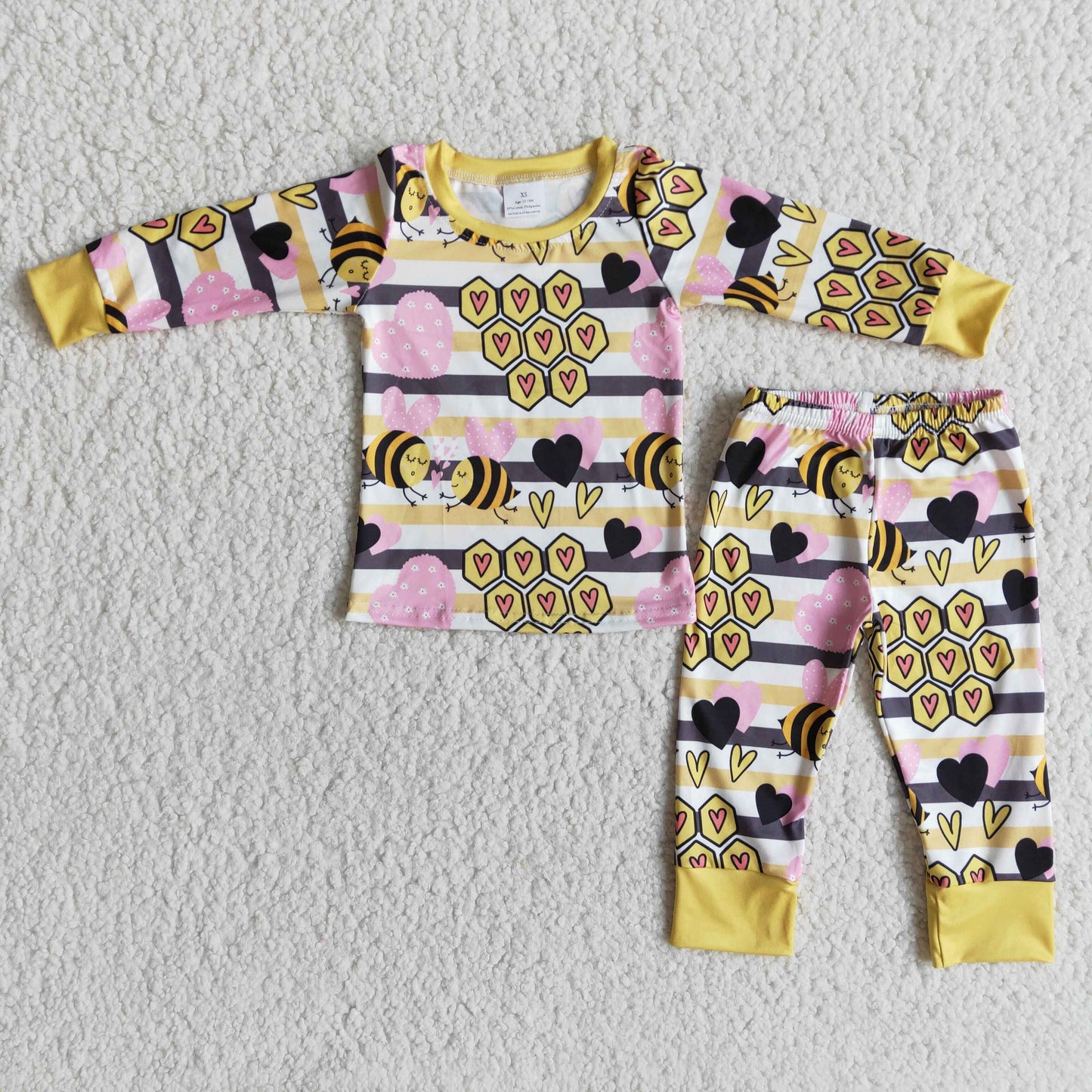 honeybee print pajamas for valentine's day
