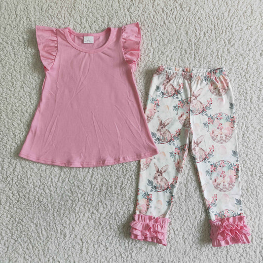 solid pink tunic rabbit icing pants set