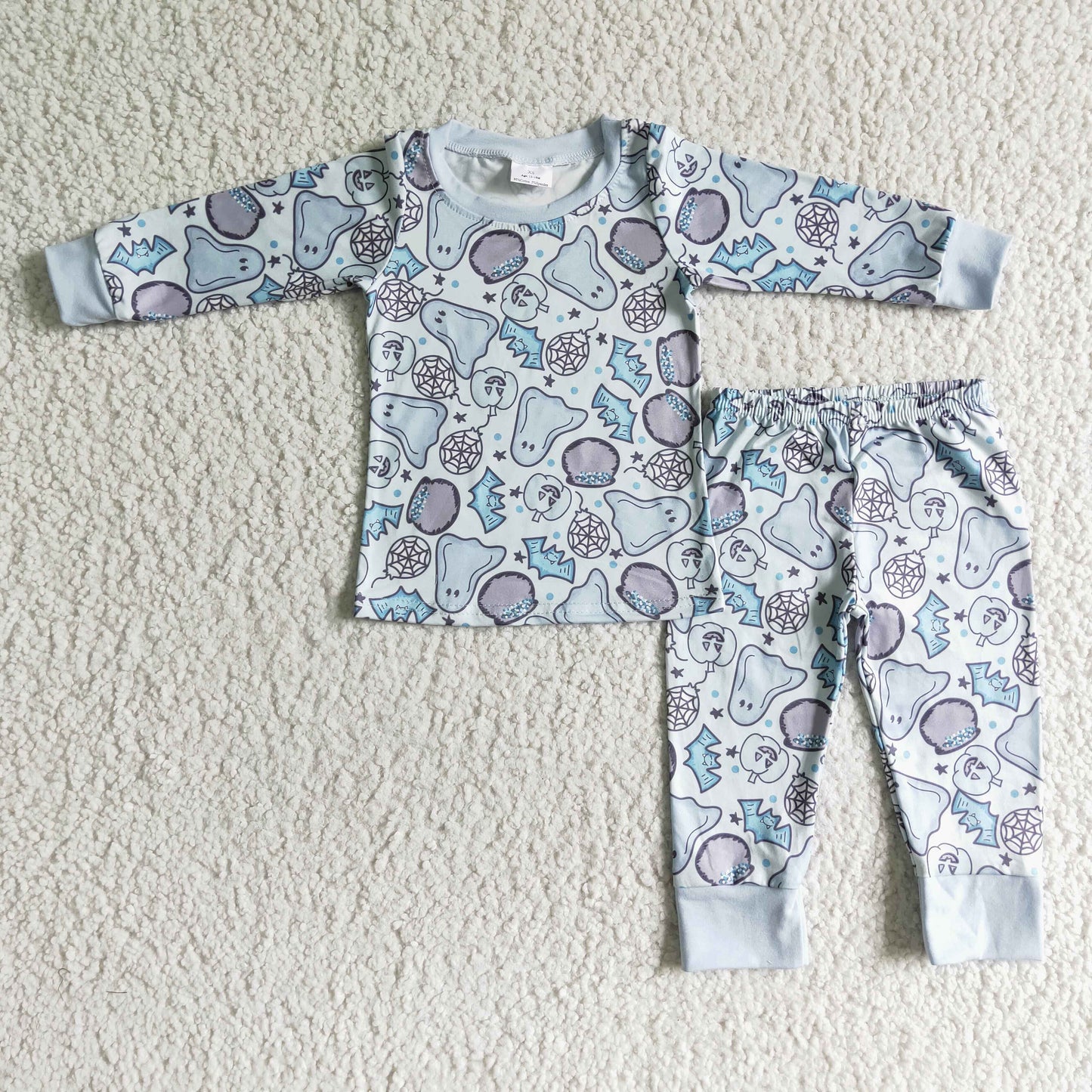 halloween blue skoopy boo pajamas boy