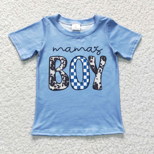summer boy's clothes blue t-shirt mama's boy