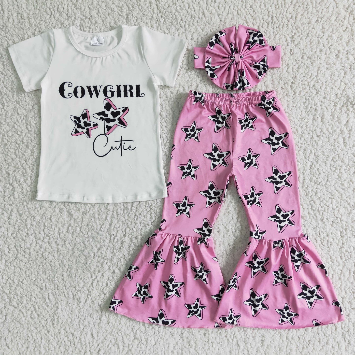 spring cowgirl pink star pants set (headband order extra)