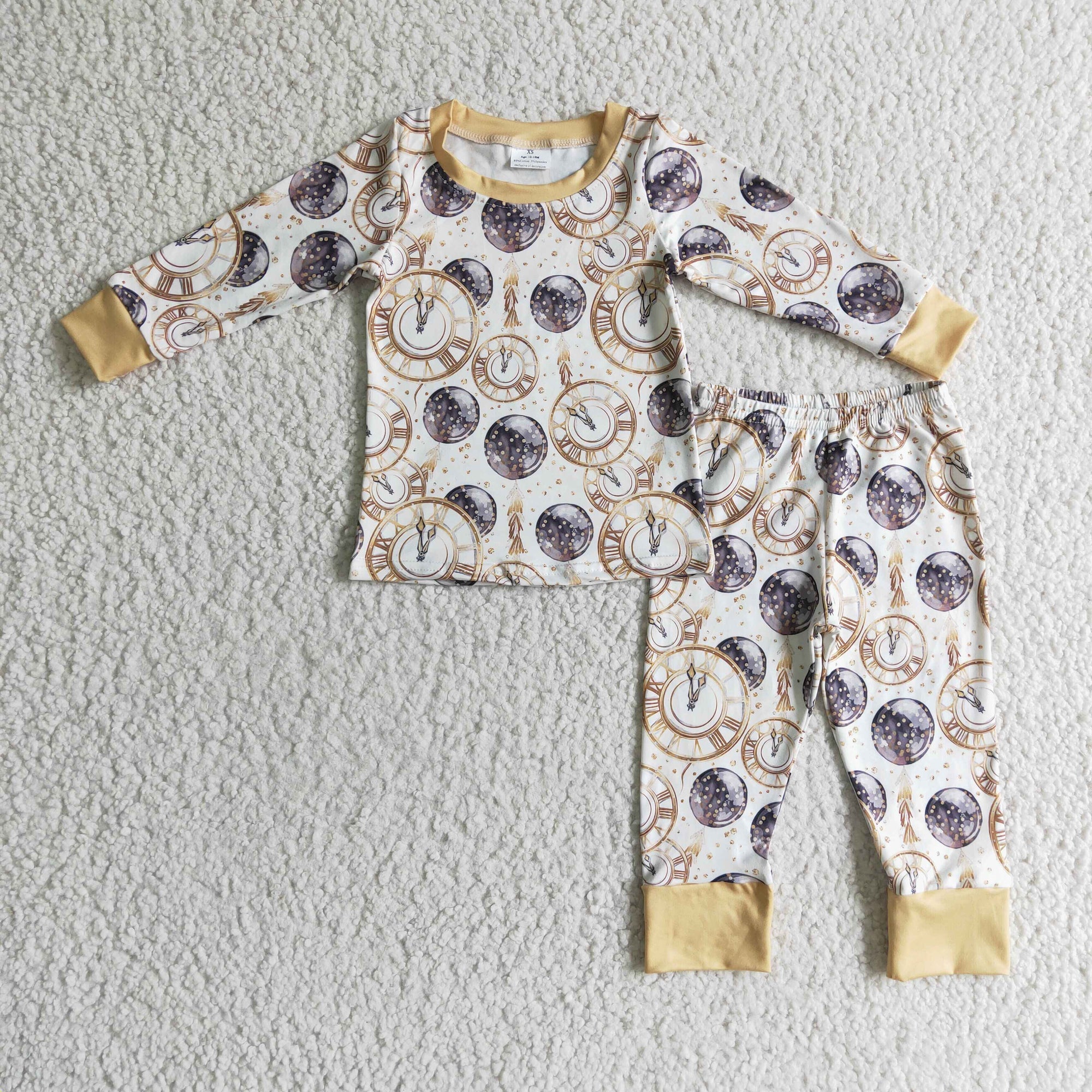 kids pajamas clothing gold white happy new year