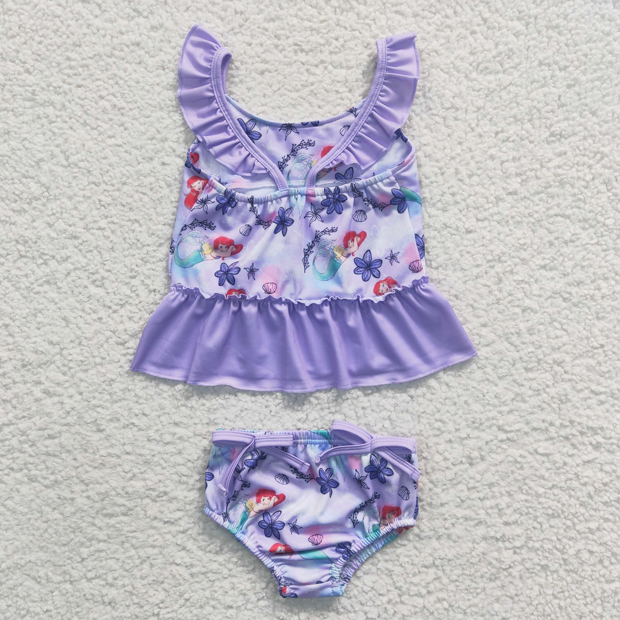 2pcs purple mremaid swimsuit girl clothes
