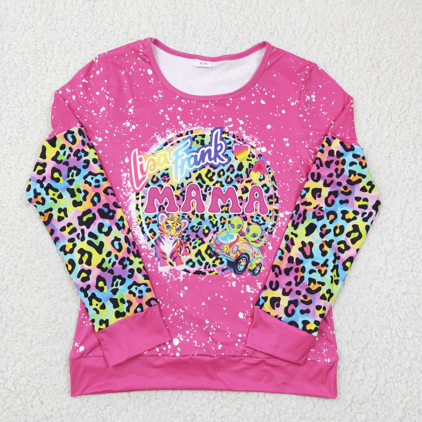 mama and me adult valentine top hot pink and rainbow leopard