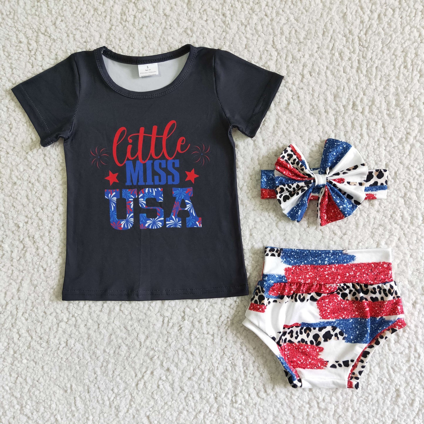 little miss USA infant baby girl bummie set clothing