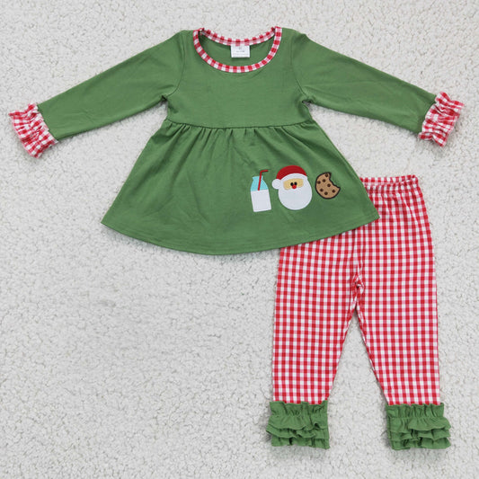 girl christmas cook green embroidery icing pants clothing