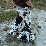 girl's clothing cow denim pants jeans