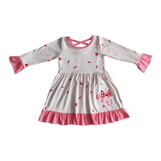 kids clothing cute character print ruffle dress for girl
