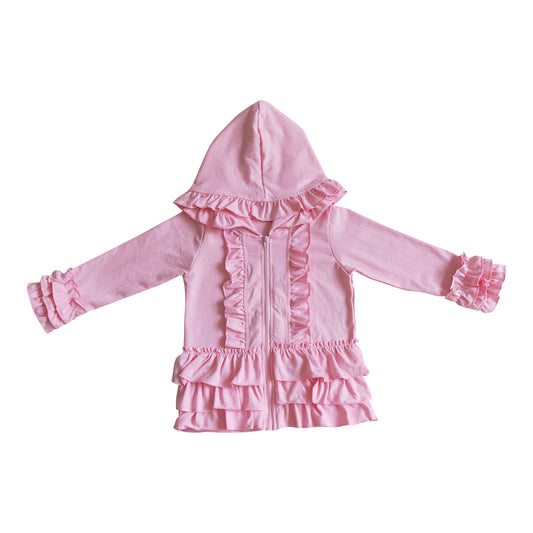 fall/winter clothing kids pink ruffle jacket for girl