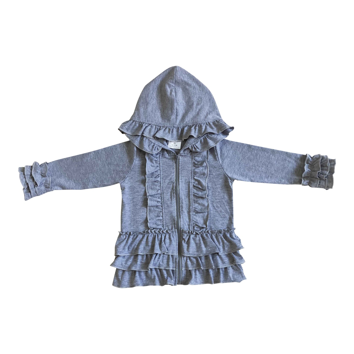 fall/winter clothing kids grey ruffle jacket for girl