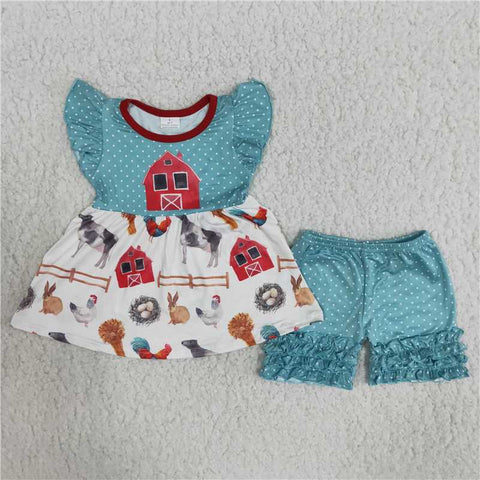 cute farm shorts set