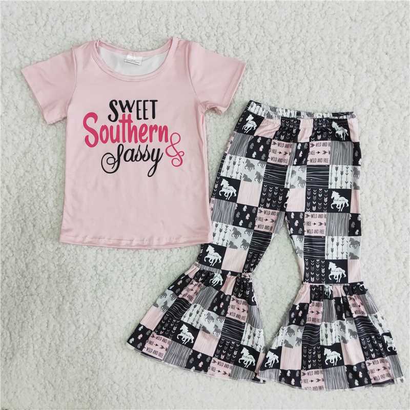 Sweet Southern Sassy Girls 2pc Outfit Bells Set