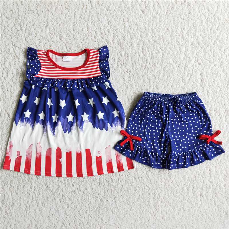kids clothing shorts set USA stars and stripes
