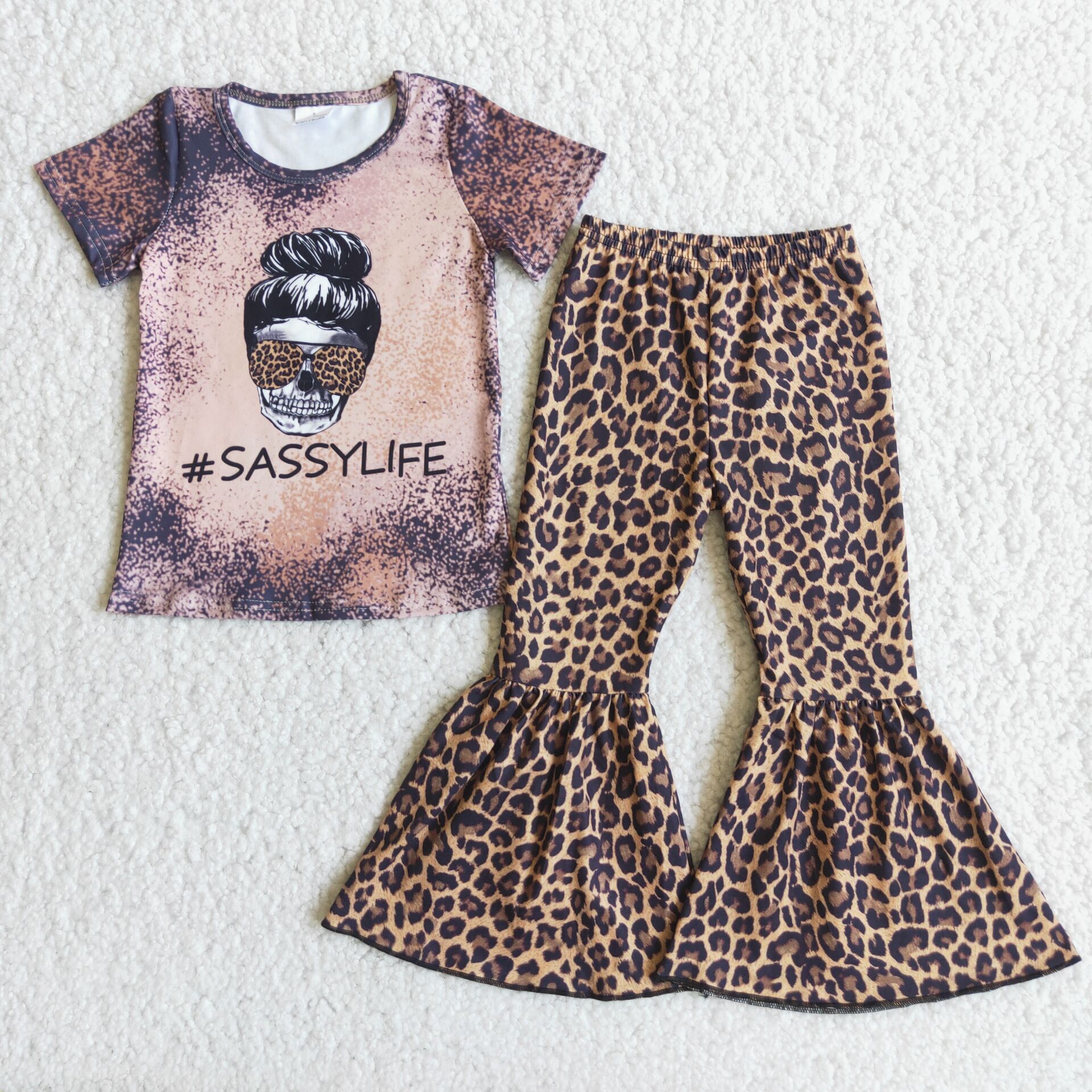 sassy life leopard bells outfit C3-22
