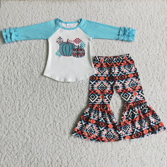 fall pumpkin outfit aztec bell bottom set 6 B11-39