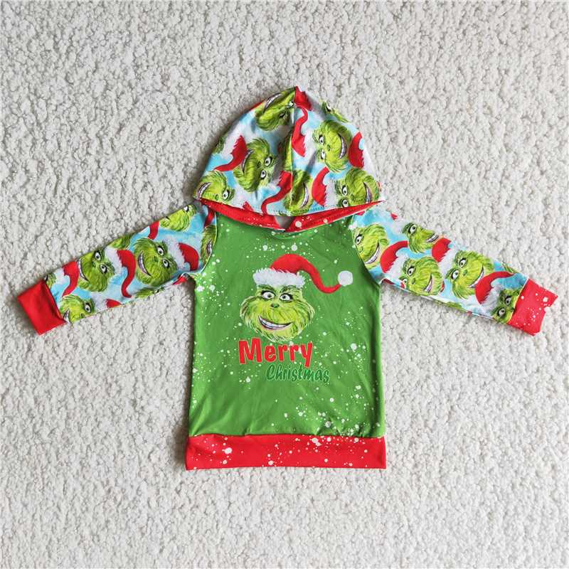 Boy Christmas Grinchey Hoodie Top