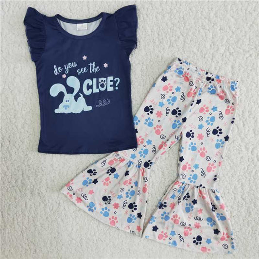 navy blue shirt clue bells outfit